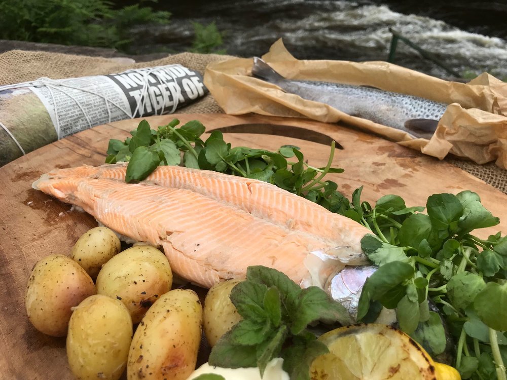 Barbecued Trout in Newspaper The Woodee