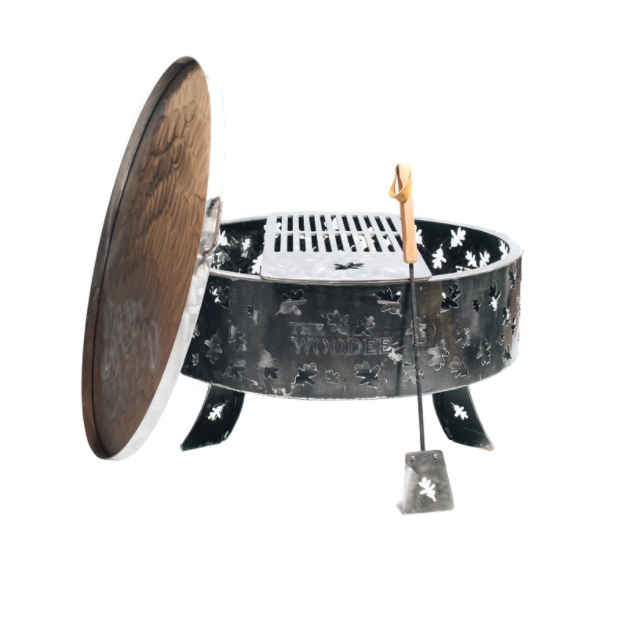 900mm Mild Steel Fire Pit with Cooking Set & Lid