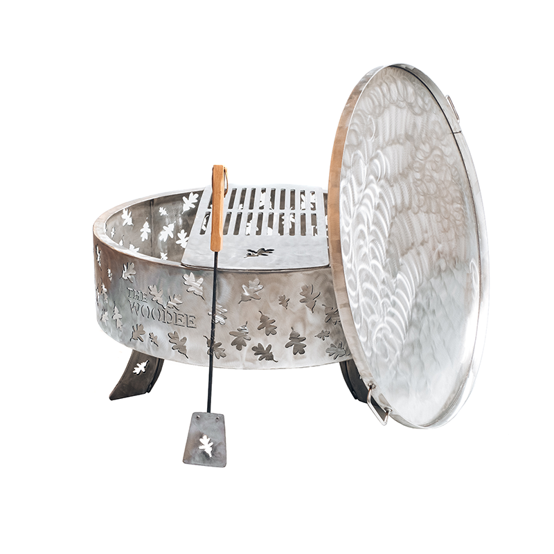 900mm Stainless Steel Fire Pit with Cooking Set & Lid The Woodee